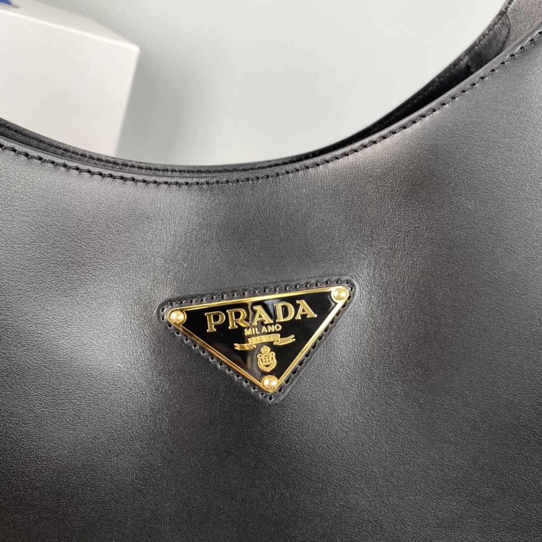 Prada Large Soft Leather Bag Handbag Shoulder Bag Black 1BC181